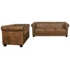 Sofa Chesterfield dvivietės ir trivietės sofos komplektas, rudas