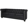Sofa Chesterfield dvivietė ir trivietė sofos, juodos, dirbtinė oda