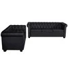 Sofa Chesterfield dvivietė ir trivietė sofos, juodos, dirbtinė oda