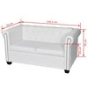 Chesterfield dvivietė sofa, dirbtinė oda, balta