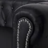 Chesterfield dvivietė sofa, dirbtinė oda, juoda
