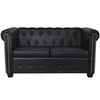 Chesterfield dvivietė sofa, dirbtinė oda, juoda