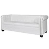 Chesterfield trivietė sofa, dirbtinė oda, balta