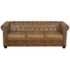 Chesterfield trivietė sofa, dirbtinė oda, ruda