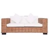Dvivietė sodo sofa, natūralus ratanas