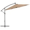 Gembinis skėtis su LED ir plieniniu stulpu, taupe, 300cm