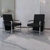 Fotelis Krėslai, 2 vnt., juodi, chromo rėmas, dirbtinė oda