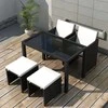 Lauko baldų komplektas Lauko valgomojo komplektas, 11 dalių, juodas, poliratanas