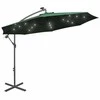 Pakabinamas skėtis su LED, žalias, 300cm, metalinis kotas