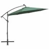 Pakabinamas skėtis su LED, žalias, 300cm, metalinis kotas