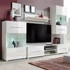 TV staliukas Sieninė televizoriaus spintelė su LED apšvietimu, 5d., balta