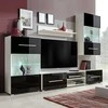 TV staliukas Sieninė televizoriaus spintelė su LED apšvietimu, 5d., juoda