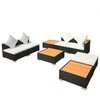 Lauko baldų komplektas Sodo poilsio baldų komplektas su pag., 8d., juod. sp., polir.