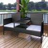 Lauko baldų komplektas Sodo sofa su arbatiniu staliuku, juoda, dvivietė, poliratanas