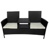 Lauko baldų komplektas Sodo sofa su arbatiniu staliuku, juoda, dvivietė, poliratanas