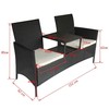 Lauko baldų komplektas Sodo sofa su arbatiniu staliuku, juoda, dvivietė, poliratanas