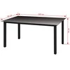 Sodo stalas, juodas, 150x90x74cm, aliuminis ir stiklas