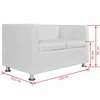 Sofa, dvivietė, dirbtinė oda, balta