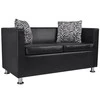 Sofa, dvivietė, dirbtinė oda, juoda