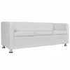 Sofa, balta, trivietė, dirbtinė oda