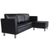 Sofa, trivietė, dirbtinė oda, juoda