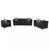 Sofa Sofos komplektas, juodas, dirbtinė oda