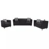 Sofa Sofos komplektas, juodas, dirbtinė oda