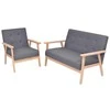 Sofa Sofos komplektas, 2d., audinys, tamsiai pilkas
