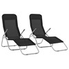 Sofa Sulankstomi saulės gultai, 2 vnt., tekstilenas, juodi
