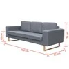 trivietė medžiaginė sofa, šviesiai pilkos spalvos