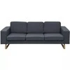 trivietė medžiaginė sofa, tamsiai pilkos spalvos