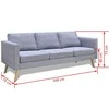 Trivietė sofa, audinys, šviesiai pilka