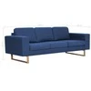 Trivietė sofa, mėlyna, audinys