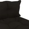 Vidurinė sodo sofa iš palečių su juodomis pagalvėmis, mediena