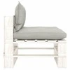 Vidurinė sodo sofa iš palečių su taupe pagalvėmis, mediena
