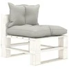 Vidurinė sodo sofa iš palečių su taupe pagalvėmis, mediena