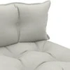 Vidurinė sodo sofa iš palečių su taupe pagalvėmis, mediena