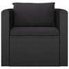 Vienvietė sofa su pagalvėlėmis, juodos spalvos, poliratanas