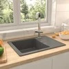 Virtuvės plautuvė su anga nuo persipildymo, pilka, granitas