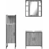 Vonios spintelių komplektas, 3 dalių, pilkas ąžuolo, mediena