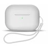 Hurtel silikoninis dėklas AirPods 1 / AirPods 2 + wrist strap lanyard – baltos spalvos