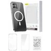 Telefono dėklas Baseus Magnetic Crystal Clear, skirtas iPhone 13 (skaidrus) su viso grūdinto stiklo ekrano apsauga ir valymo rinkiniu