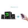 Kompiuterio kolonėlės Fenda F&amp;D A140X 2.1 daugialypės terpės garsiakalbiai, 37 W RMS (12 Wx2 + 13 W), 2x3 colių palydovai + 4 colių žemųjų dažnių garsiakalbis, BT 5.0 / AUX / USB / FM / kelių spalvų LED / nuotolinio valdymo pultas / medinis / juodas