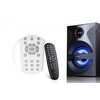 Kompiuterio kolonėlės Fenda F&amp;D F380X 2.1 daugialypės terpės garsiakalbiai, 54 W RMS (13 Wx2 + 28 W), 2x3 colių palydovai + 5,25 colių žemųjų dažnių garsiakalbis, BT 5.0 / NFC / AUX / USB / FM / SD kortelių skaitytuvas / kelių spalvų LED / LED Ekranas / nuotolinio valdymo pultas /Medinis/Juodas