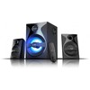 Kompiuterio kolonėlės Fenda F&D F380X 2.1 daugialypės terpės garsiakalbiai, 54 W RMS (13 Wx2 + 28 W), 2x3 colių palydovai + 5,25 colių žemųjų dažnių garsiakalbis, BT 5.0 / NFC / AUX / USB / FM / SD kortelių skaitytuvas / kelių spalvų LED / LED Ekranas / nuotolinio valdymo pultas /Medinis/Juodas