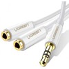 iLike Rozdzielacz audio AUX kabelio lizdas 3.5 mm UGREEN AV123, 25 cm (balta)