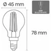 Visional G45 LED Filamentu Spuldze E14 4W 3000K 520lm Caurspīdīga Stikla 220–240V RA>80