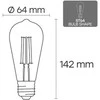 Visional ST64 LED Filament Spuldze E27 12W 3000K 1380lm Dzintara Stikls 220–240V RA>80