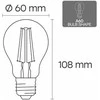 Visional A60 LED kaitrinė lemputė E27 6W 3000K 840lm skaidraus stiklo 220–240V RA>80