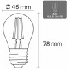 Visional G45 LED Filament Bumba E27 4W 3000K 520lm Regulējama caurspīdīga stikla 220–240V RA>80
